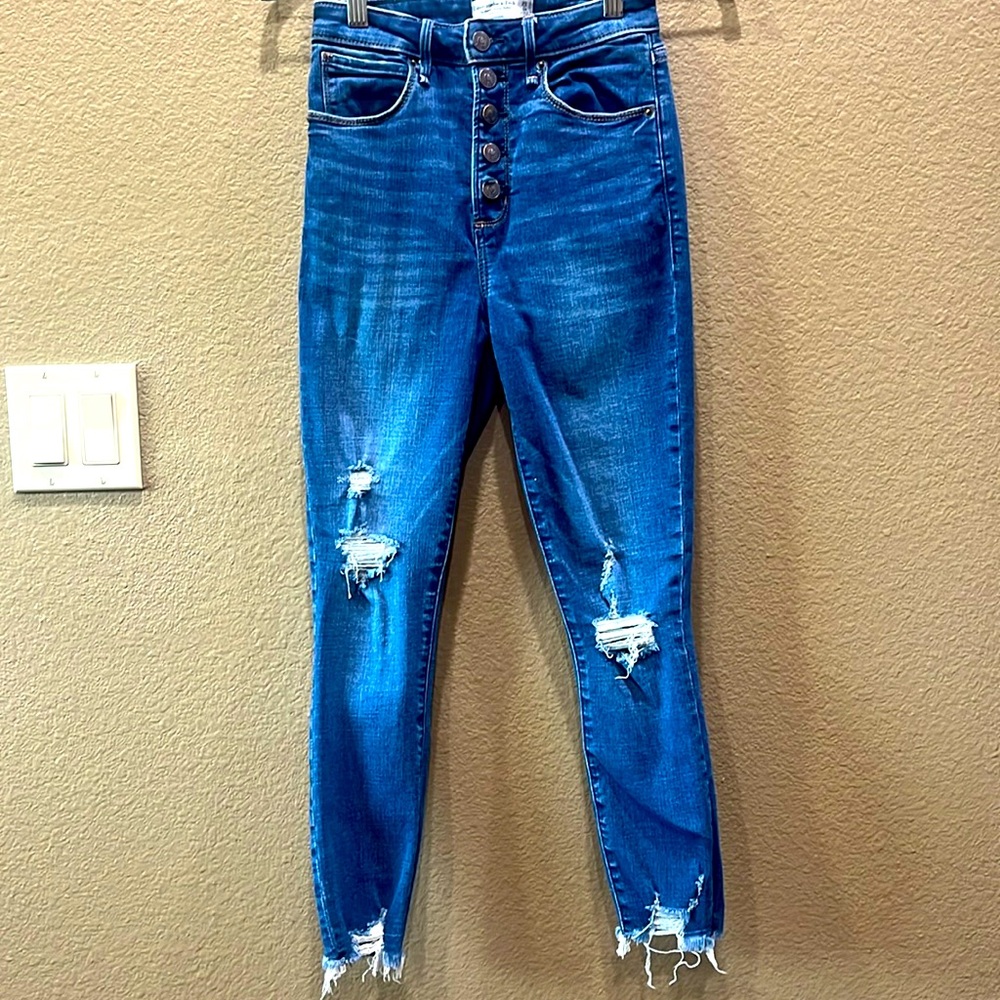 Abercrombie & Fitch super skinny ankle high rise jeans.